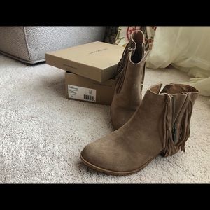 Lucky Brand Suede Fringe Booties